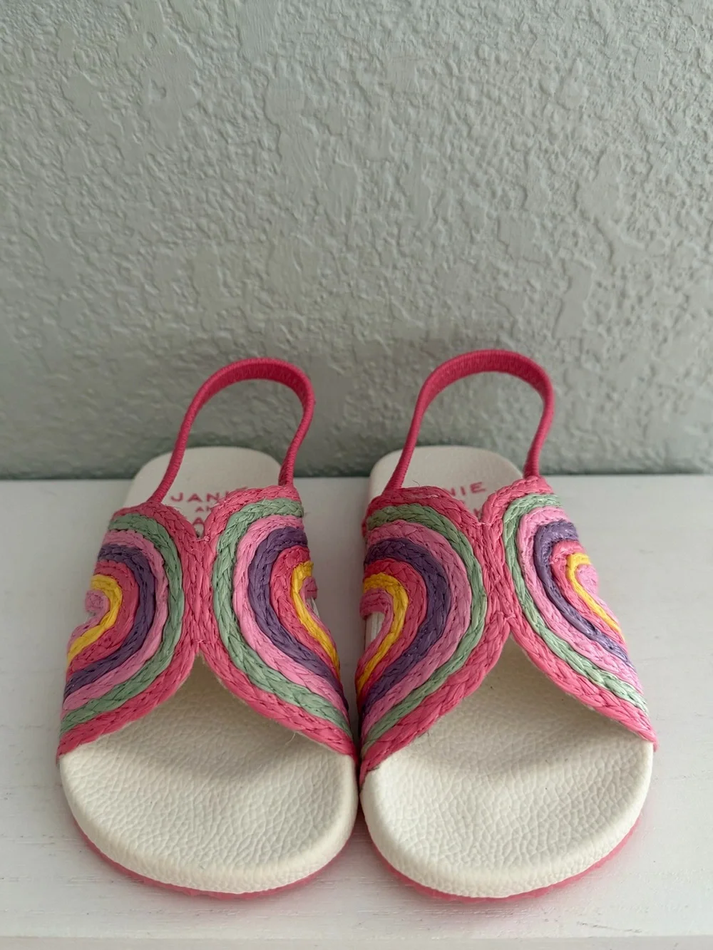 Janie and Jack Pink Multicolor Braided Slide Sandals
